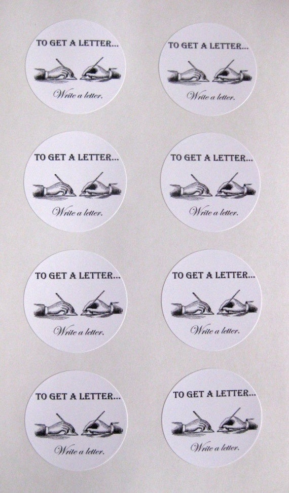 To Get a Letter, Write a Letter stickers, set of 8 - round