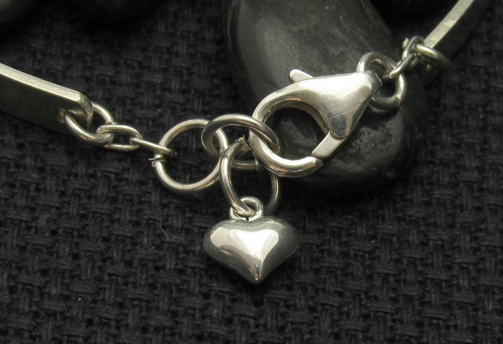 Personalized Bracelet - Cuff Bracelet - Mothers Bracelet - Cuff Bracelet with Chain and Clasp - Hand Stamped Sterling Silver Cuff Bracelet