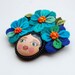 Felt flower girl brooch - blue