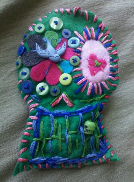 eco felt day of the dead skull ornament
