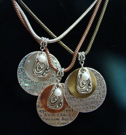 Virtues Necklace: Choose from Antique Copper, Antique Silver or Antique Brass