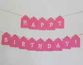 DIY Banner Kit:  Happy Birthday in Dark Pink with Light Pink Letters