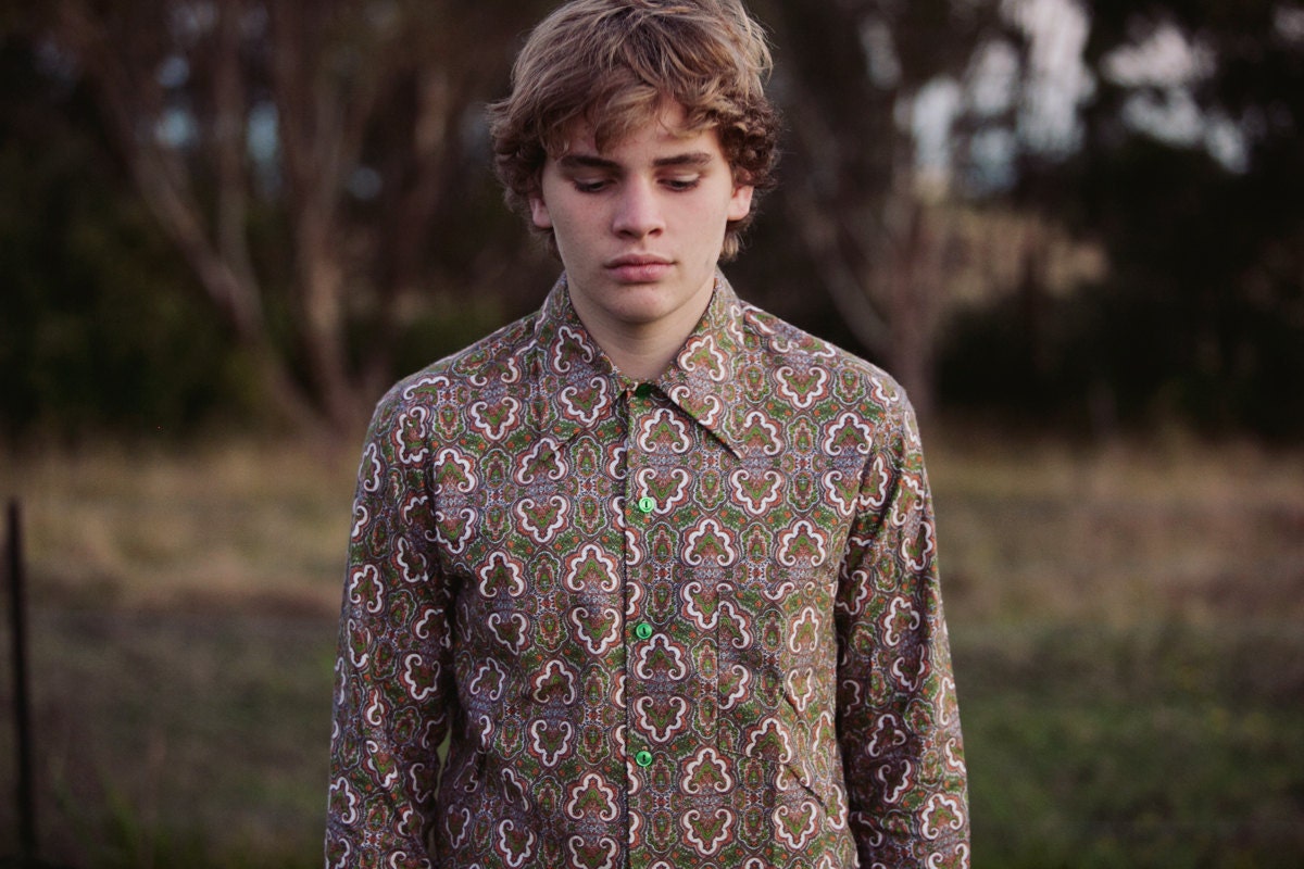 Brown and Green Paisley Patterned Shirt - luddenhamcollective