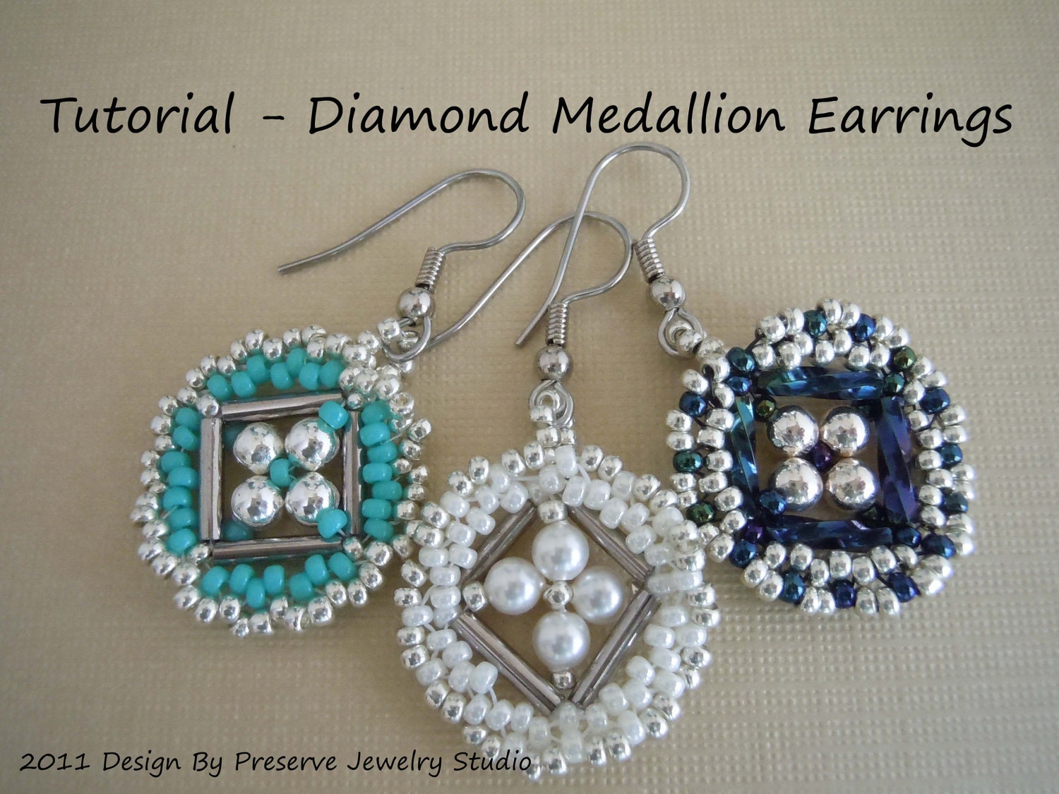 Beading Tutorial - Diamond Medallion Earrings