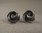 Seashell Earrings Oxidized Silver Studs