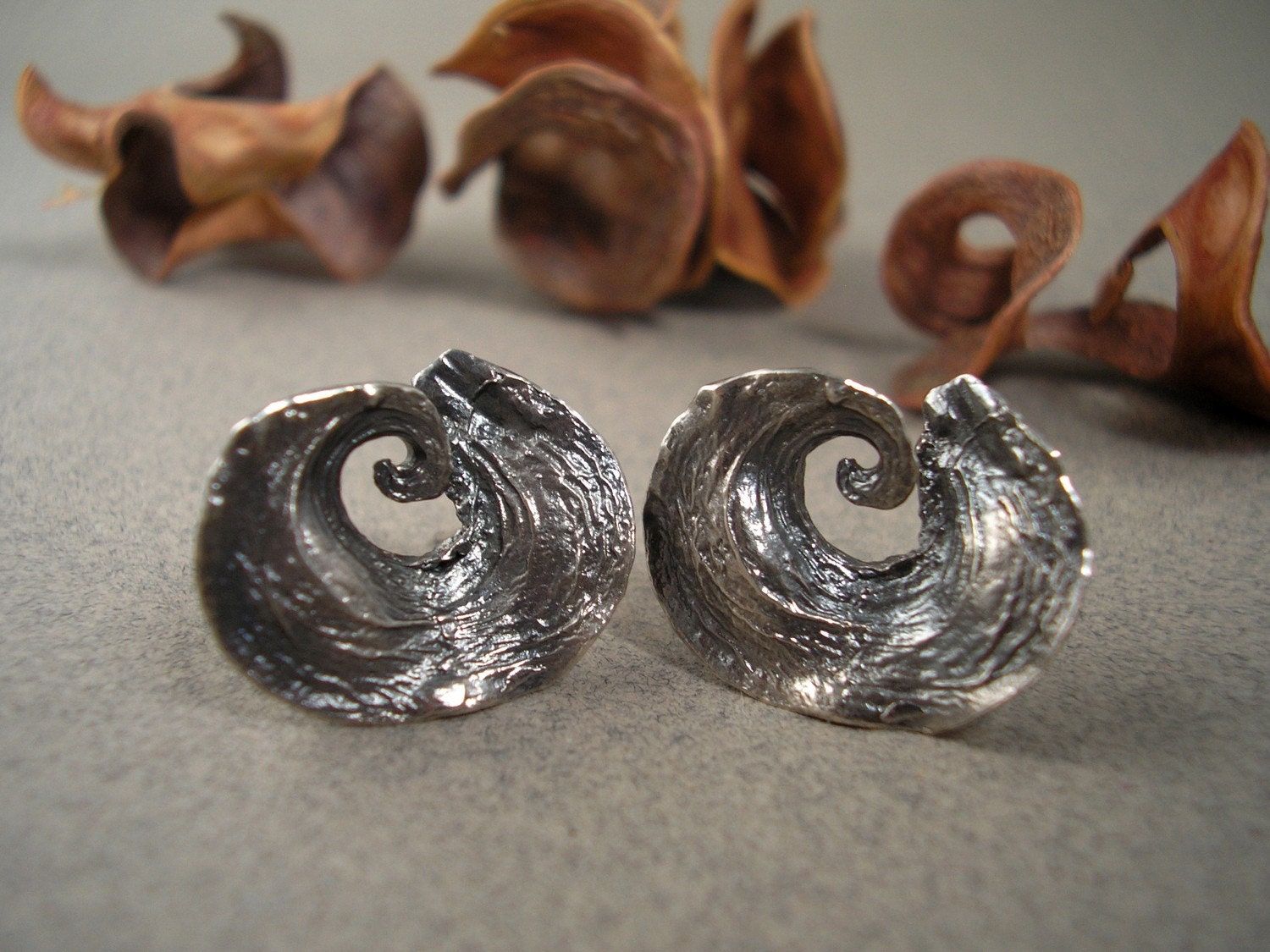 Antique Silver Potpourri Swirl Earrings