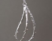 Dewdrop Teardrop Textured Silver Pendant Necklace