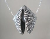 Silver Seashell Pendant with White Freshwater Pearl Necklace for a Mermaid