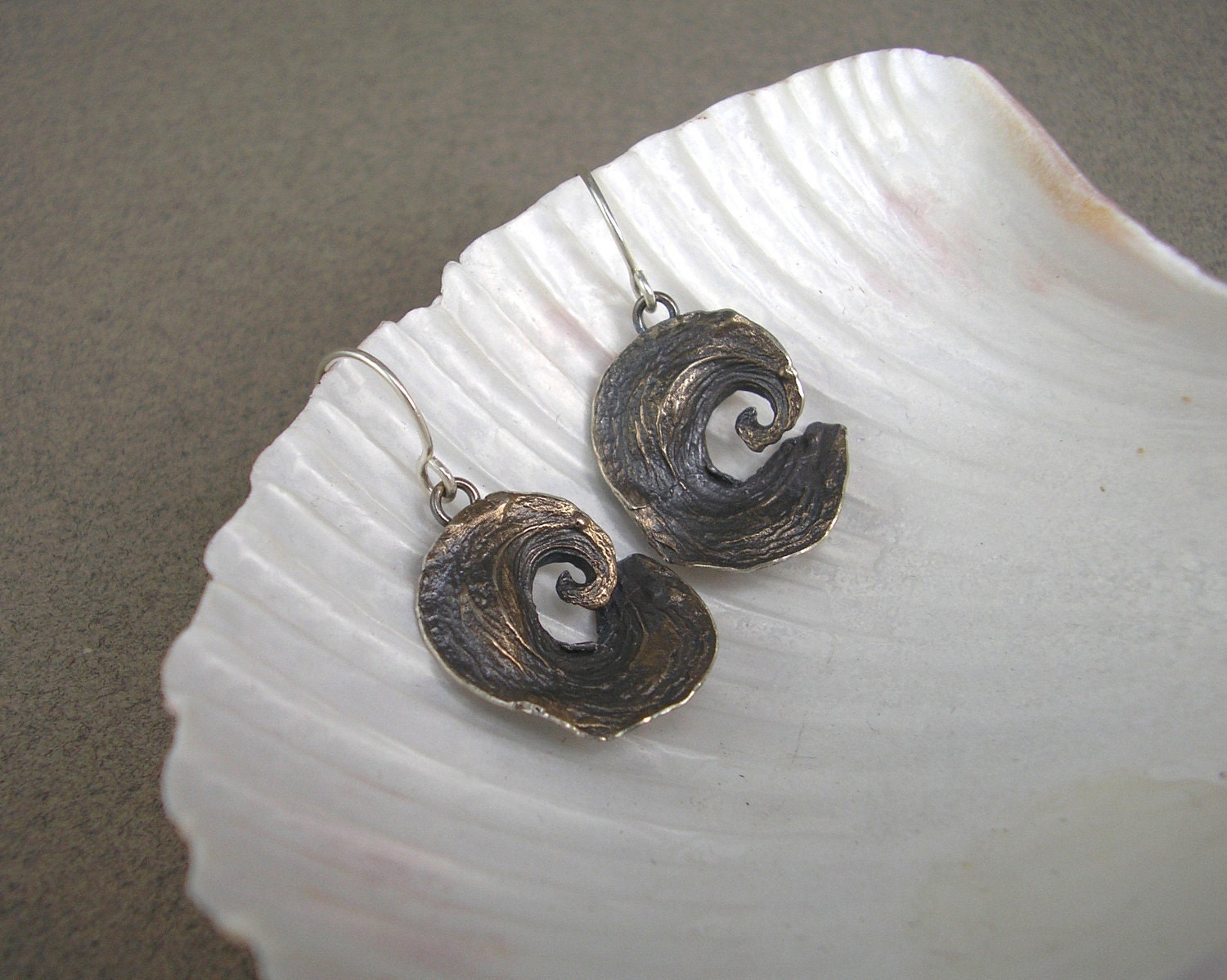Dark Silver Potpourri Swirl Dangle Earrings