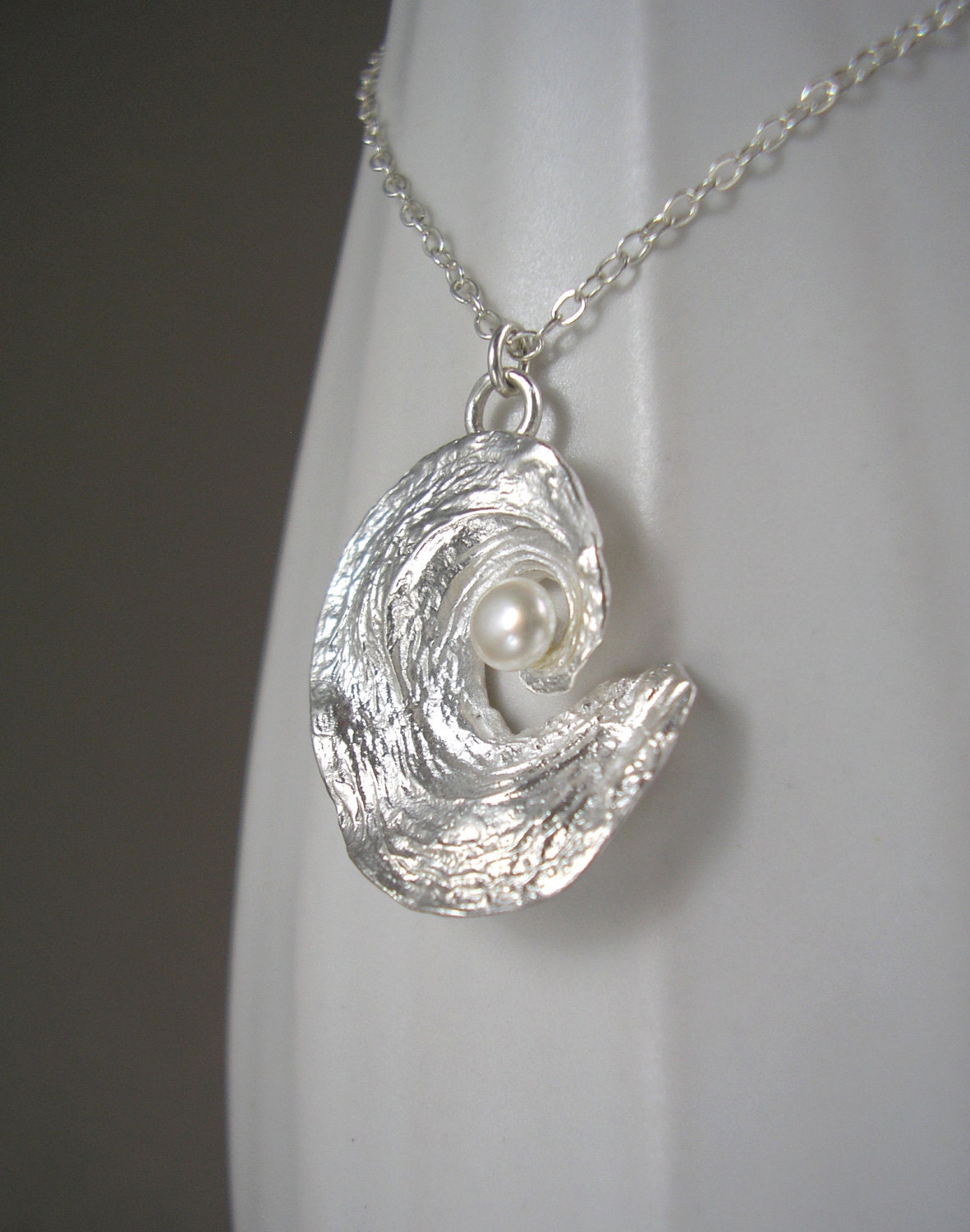 Freshwater Pearl Potpourri Swirl Silver Pendant Necklace