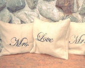 Love Pillow - Burlap - Handpainted - Custom Word 12x12