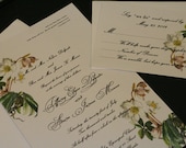 Vintage Wedding Invitation, Wedding Invitation and Response Card Set, Botanical, Flowers, Christian Wedding, Faith, Hope, Love