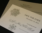 Wedding Save The Date Cards, Snowflakes In Winter, Silver Metallic, Black, White, Snowflake, Wedding Invitation Set