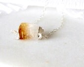 Fire and Ice, Pendant necklace, natural citrine in electroplate silver