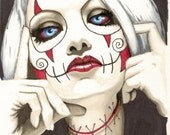 Day of the Dead Sugar Skull "Spyder Baby" and other lovelies 8x12 canvas print