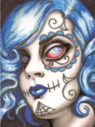 Zombie Sugar Skull Girl "Spooky Lil' Girl" 5x7 archival print