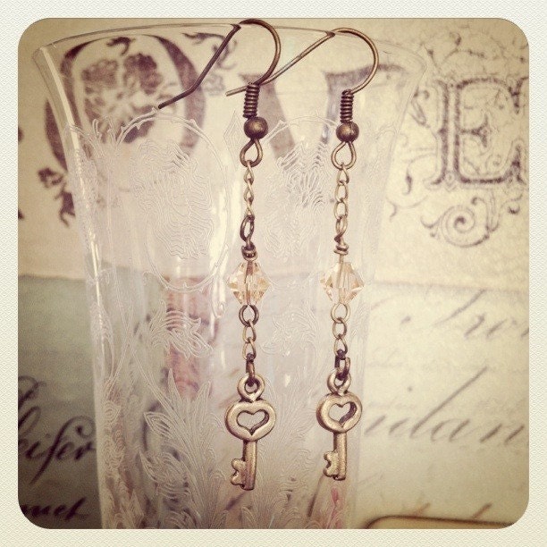 Crystal Key Earrings