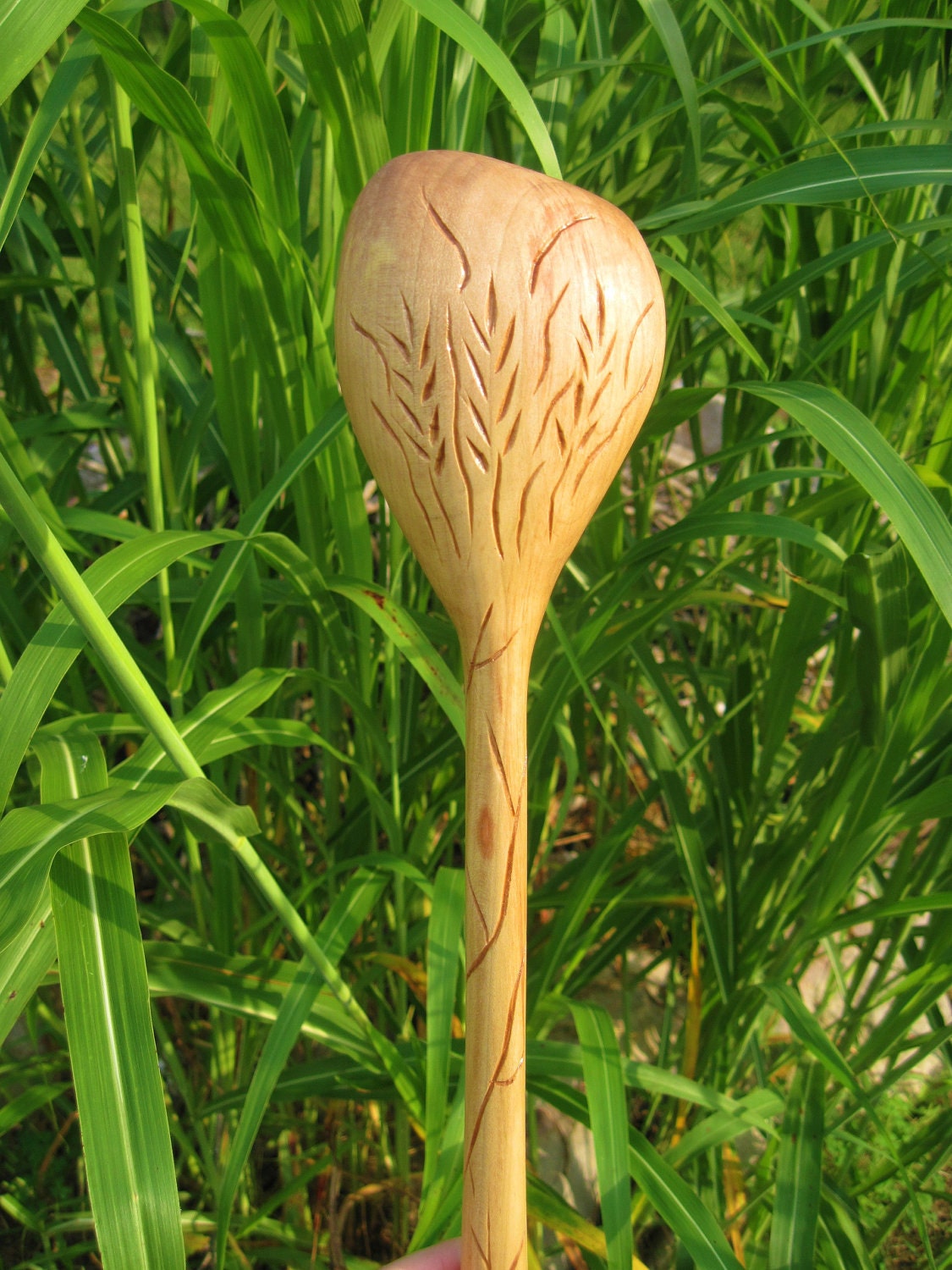 Handmade Poplar Wood Spoon with Detailed Handcarved Design, Made to Order