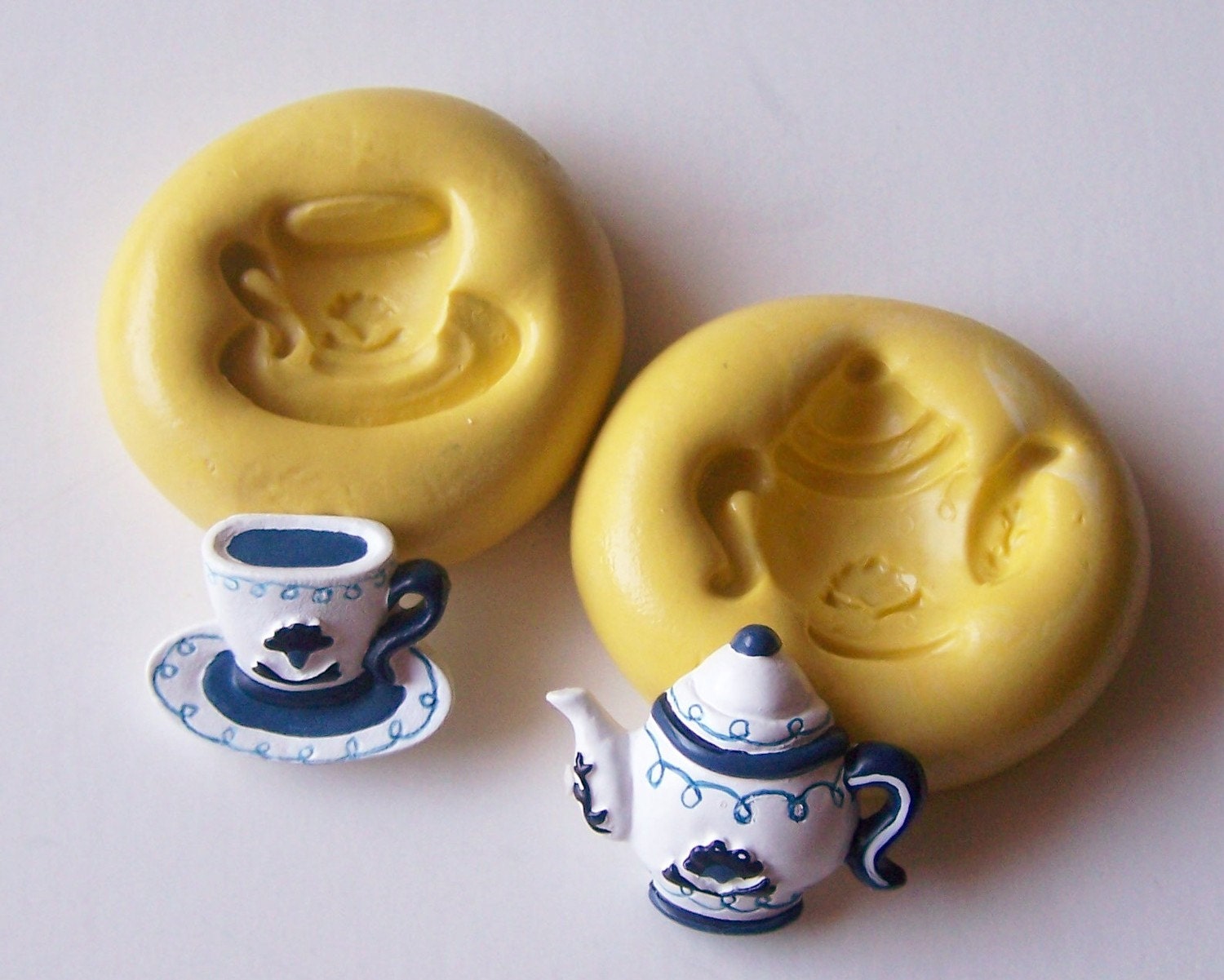 Teapot cup 107 - silicone flexible mold, craft mold, porcelain mold, jewelry mold, food mold, pop up mold, clays mold. - Minimolds