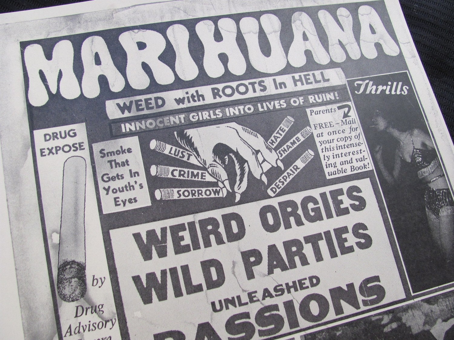 Reprint from a Antique Marihuana Propaganda Poster 1930's 11 x 14 Pot Weed