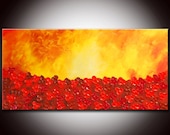 Art Painting Abstract Original Modern Abstract Flowers Heavy Textured Large Painting 24x48 by Helen - Impasto Painting