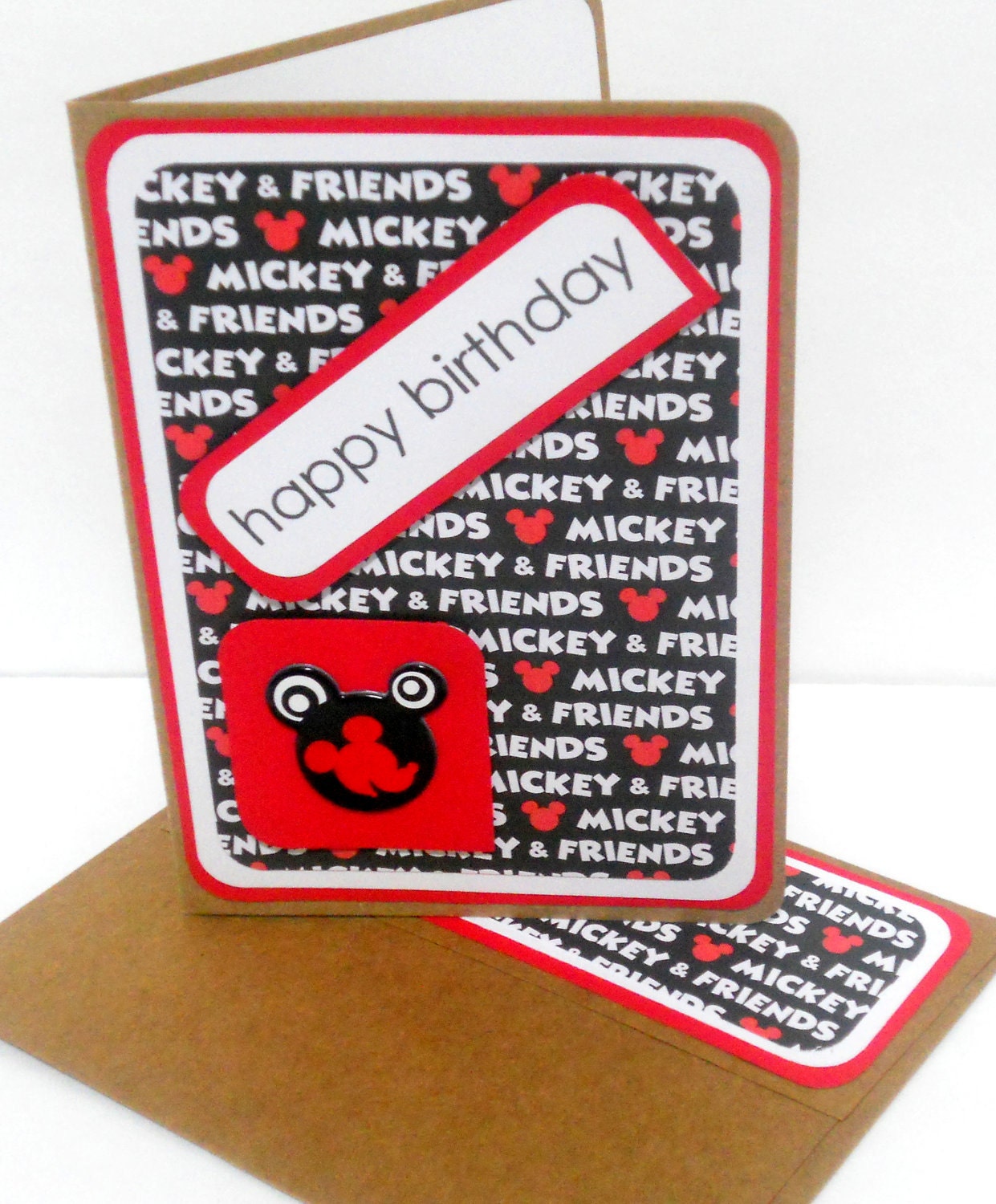 Mickey Mouse Birthday Card with Matching Embellished Envelope