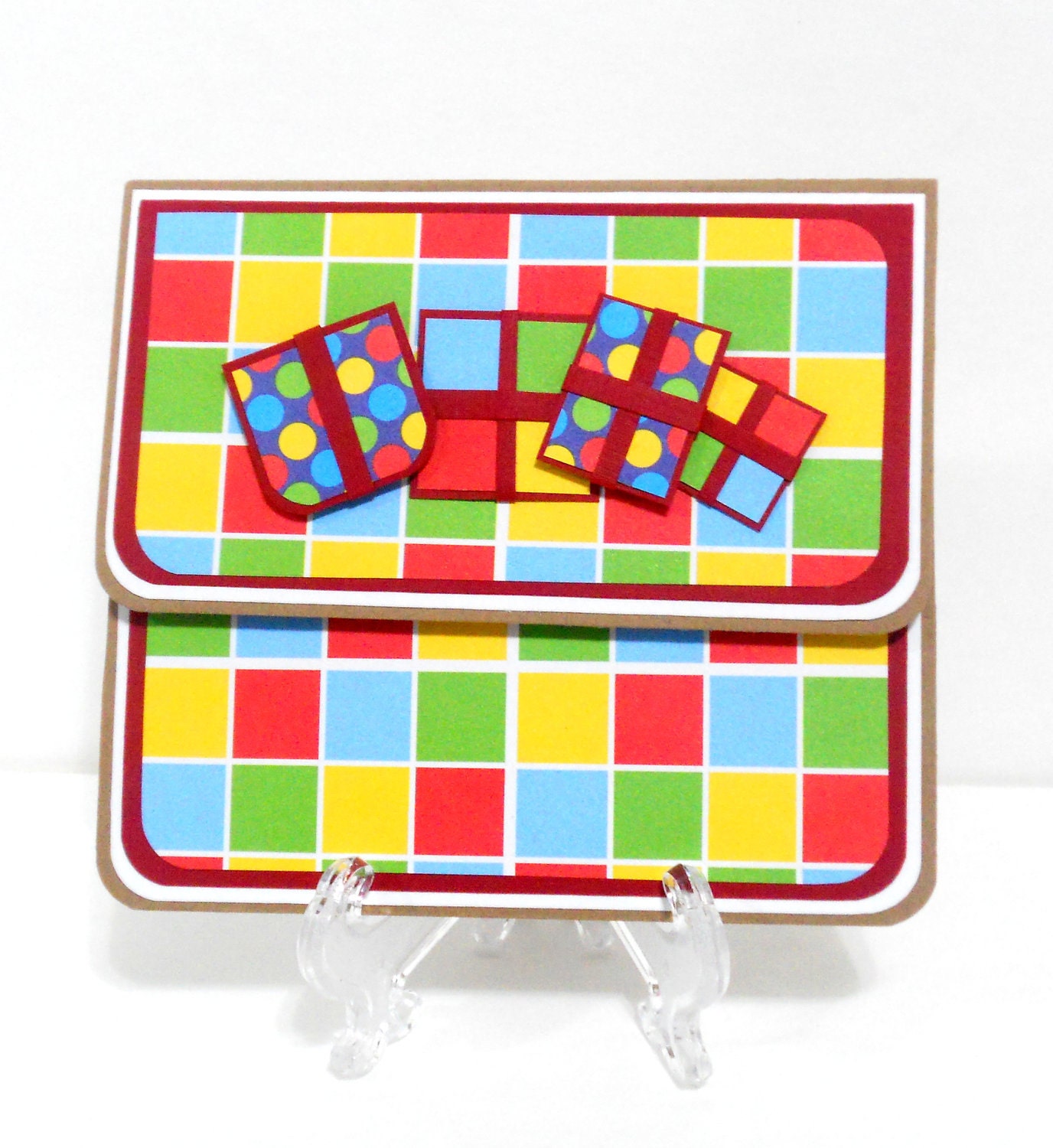 Rainbow Checkered Birthday Gift Card Holder