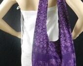 Cotton Bag Purse Buddha Hippie Hobo Elephant Sling Crossbody Medium You Pick Color PUR