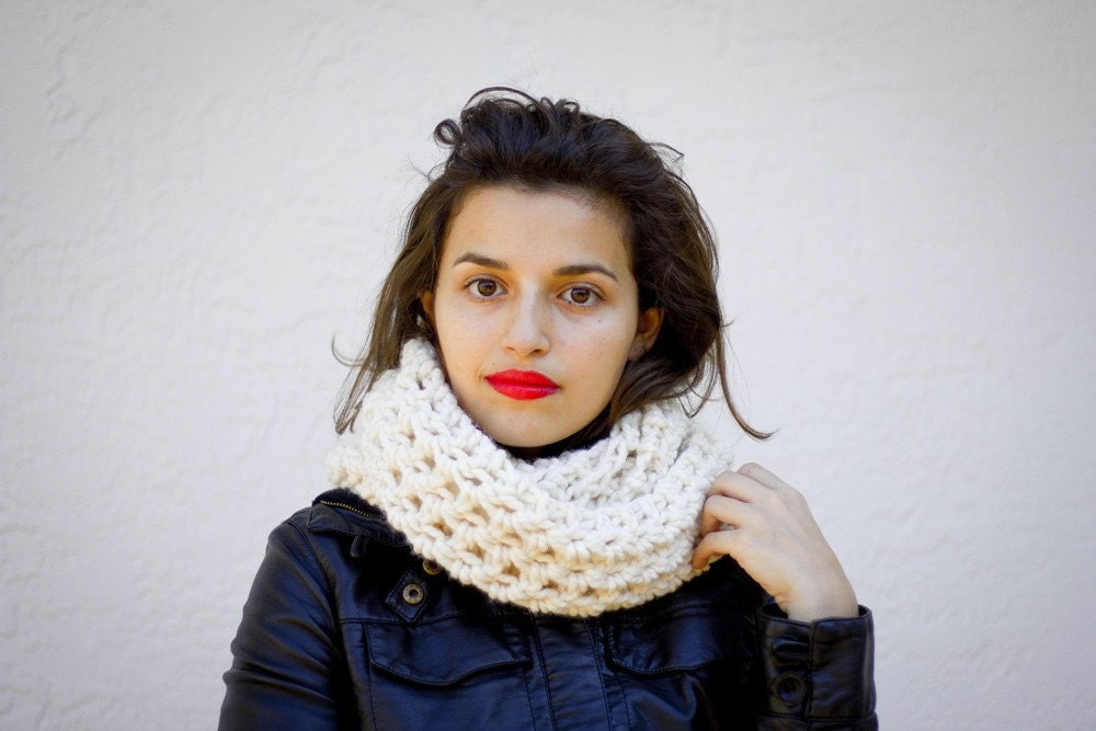 The Beginners Cowl Hand Knit in Fisherman Wool Blend - READY TO SHIP