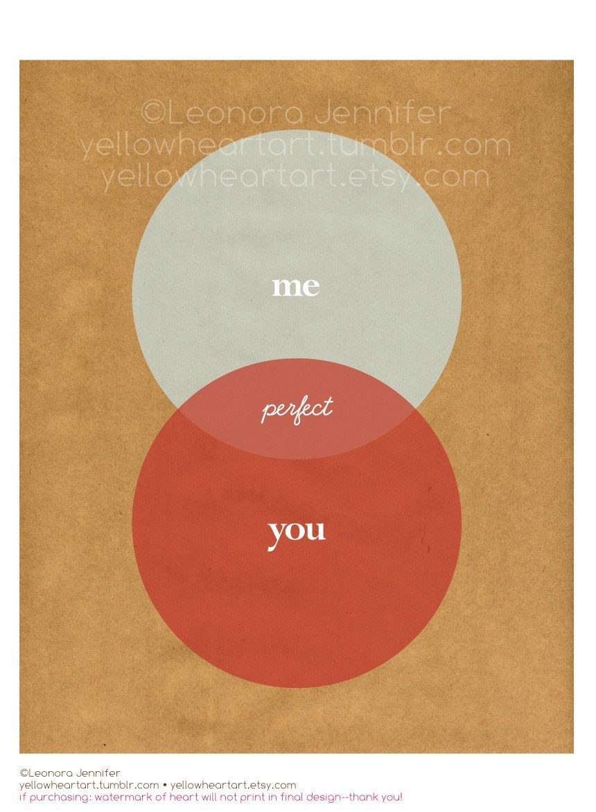 YOU & ME Venn Diagram Perfection 8x10 Graphic Art Print