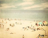 Vintage Beach Photo. Santa Cruz.  Ocean. Sea. Pale. Vintage. Retro. People. Summer. California. Water. Blue. "Summer in Santa Cruz"