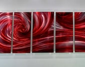 CLASSY red bordeaux silver METAL art sculpture modern abstract wall decor Original by Lubo