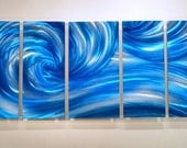 blue METAL art painting sculpture home modern abstract wall decor Original Lubo