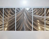 64 x 24 "SILVER WINGS" Abstract metal wall decor art painting sculpture nice natural silver Original scilptureby Lubo