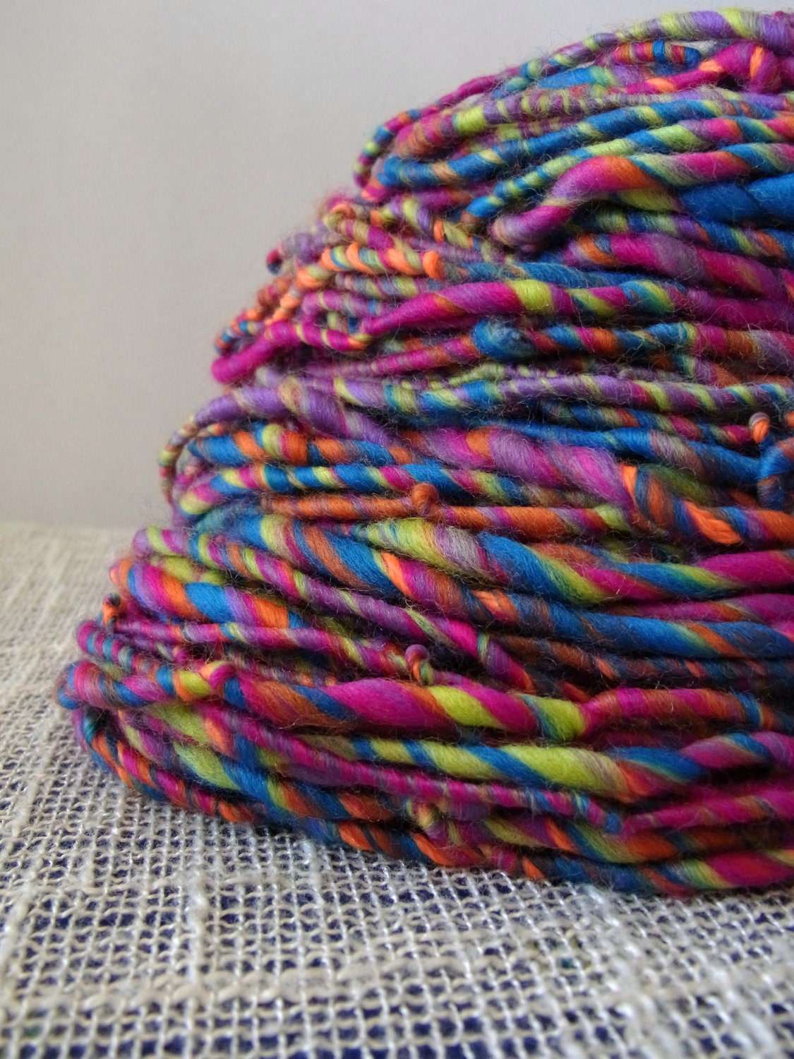 BOGO Sale ....  Electric Rainbows Corespun Handspun Yarn 150g 7wpi 79m