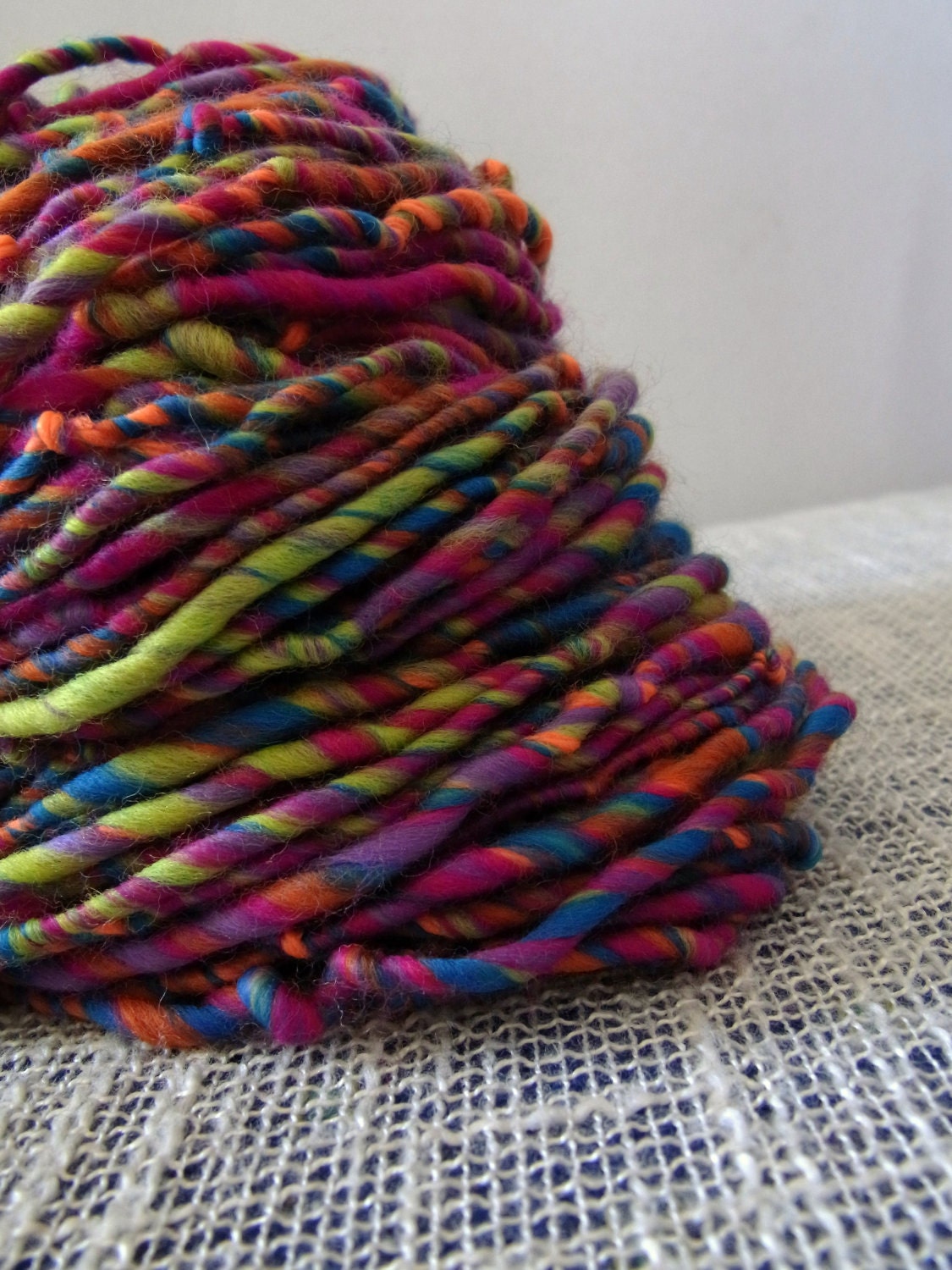 BOGO Sale ....  Electric Rainbows Corespun Handspun Yarn 150g 7wpi 79m