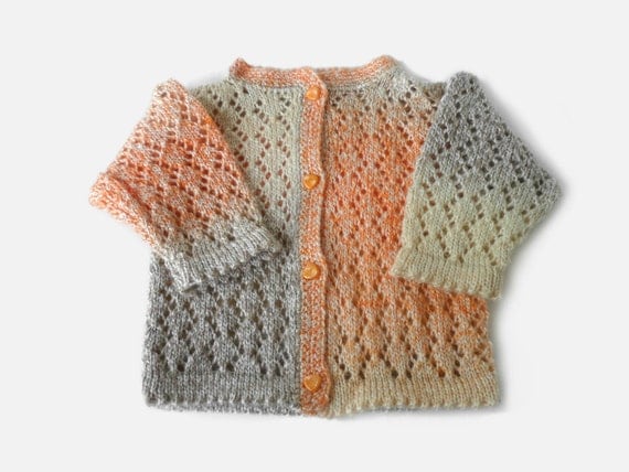 Knitted Baby Cardigan - Multi-Color, 0 - 3 months