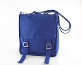 Canvas messenger bag / 14 oz. bright blue canvas bag / shoulder bag / Jane