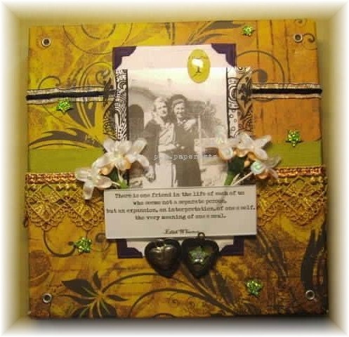 friendship collage, handmade vintage look mixed media--"One's Soul"