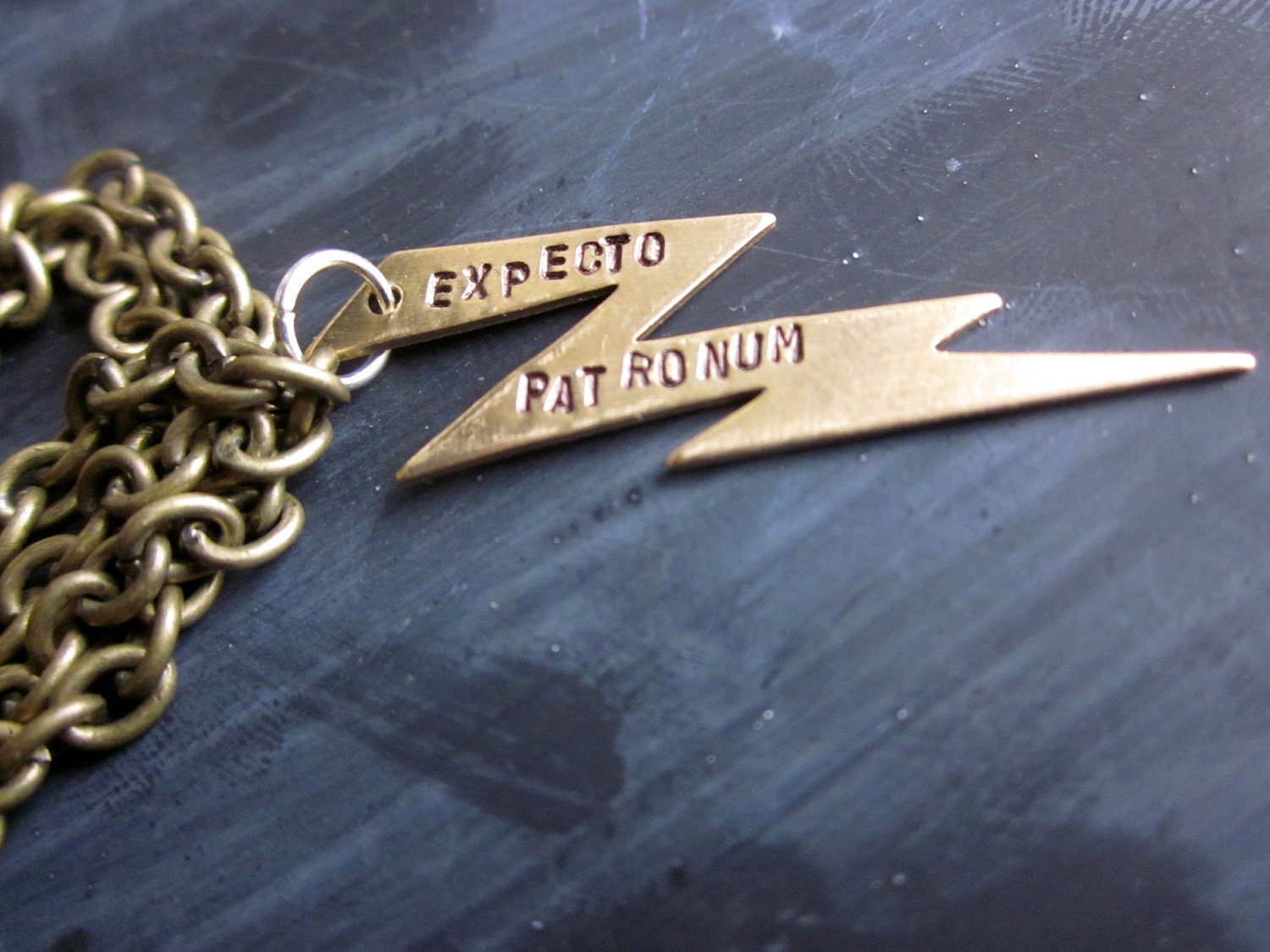 Hand Stamped Lightning Bolt Necklace (Pick Your Own Spell/Phrase)