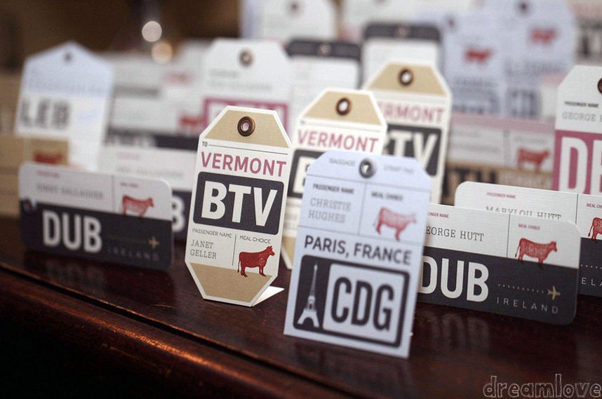 Vintage Luggage Tag Travel Escort Cards