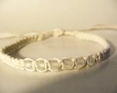 Hemp Jewelry Wish Bracelet White Hemp with Frosted Clear /whiteBeads