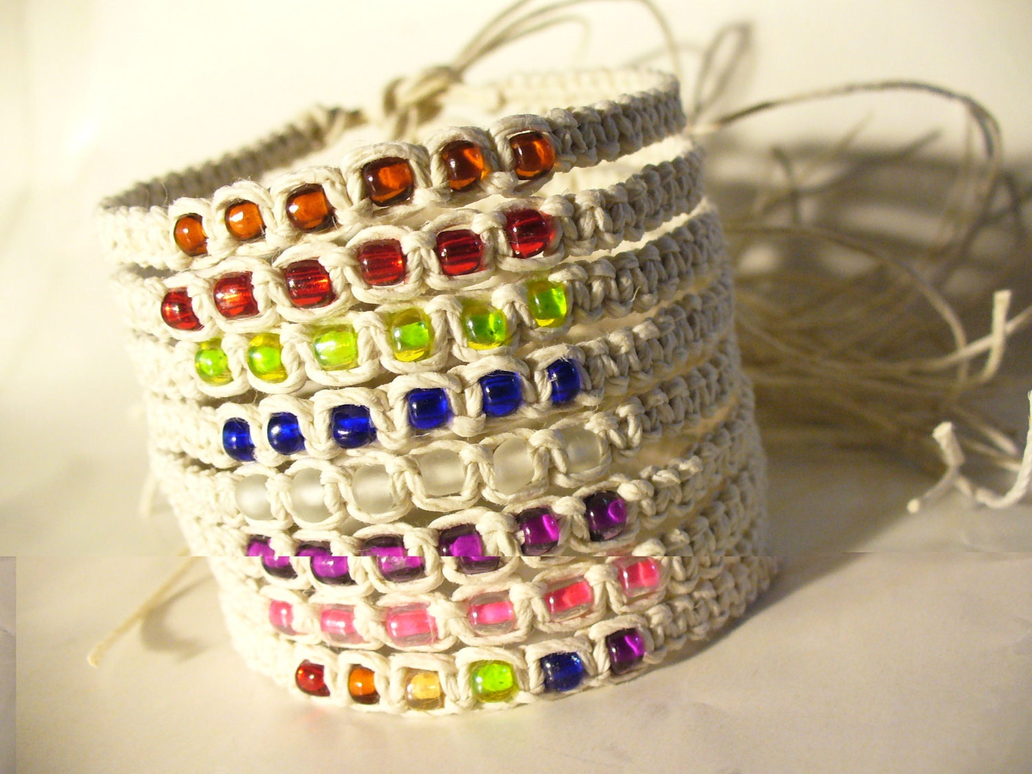 Hemp Jewelry Wish Bracelet White Hemp set