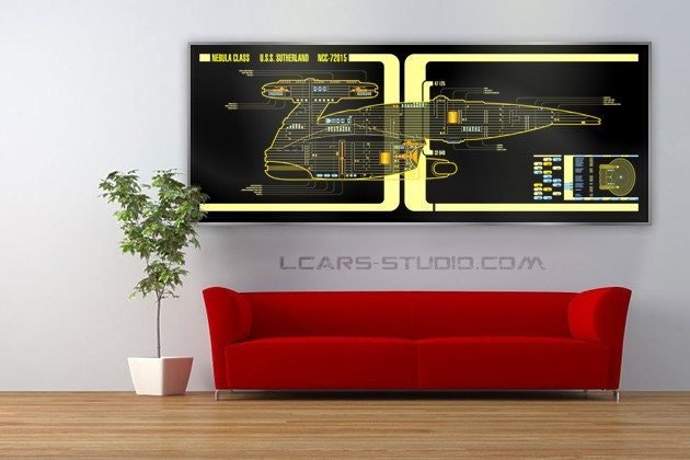 USS Sutherland (Nebula Class) Star Trek LCARS Display 64x24 Print Large