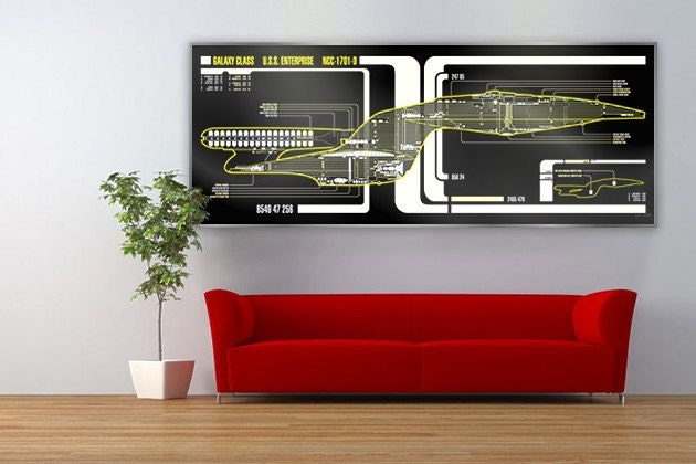 USS Enterprise 1701-D Star Trek Lcars Display 79x30 Print XXL