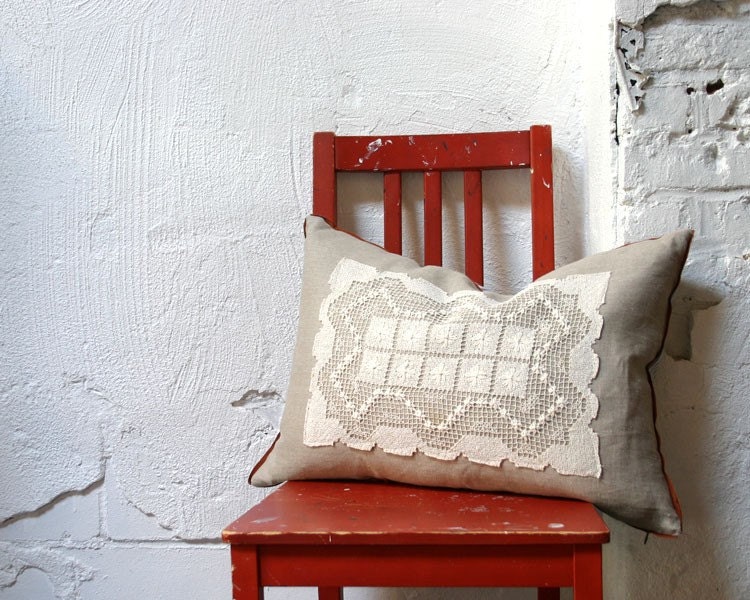 Vintage Doily Pillow- Rectangle