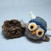 Owl in Strawberry Hat - Ornament - Strawbery - Natural Fibers - Toy - Wool- Knit - Red - Brown
