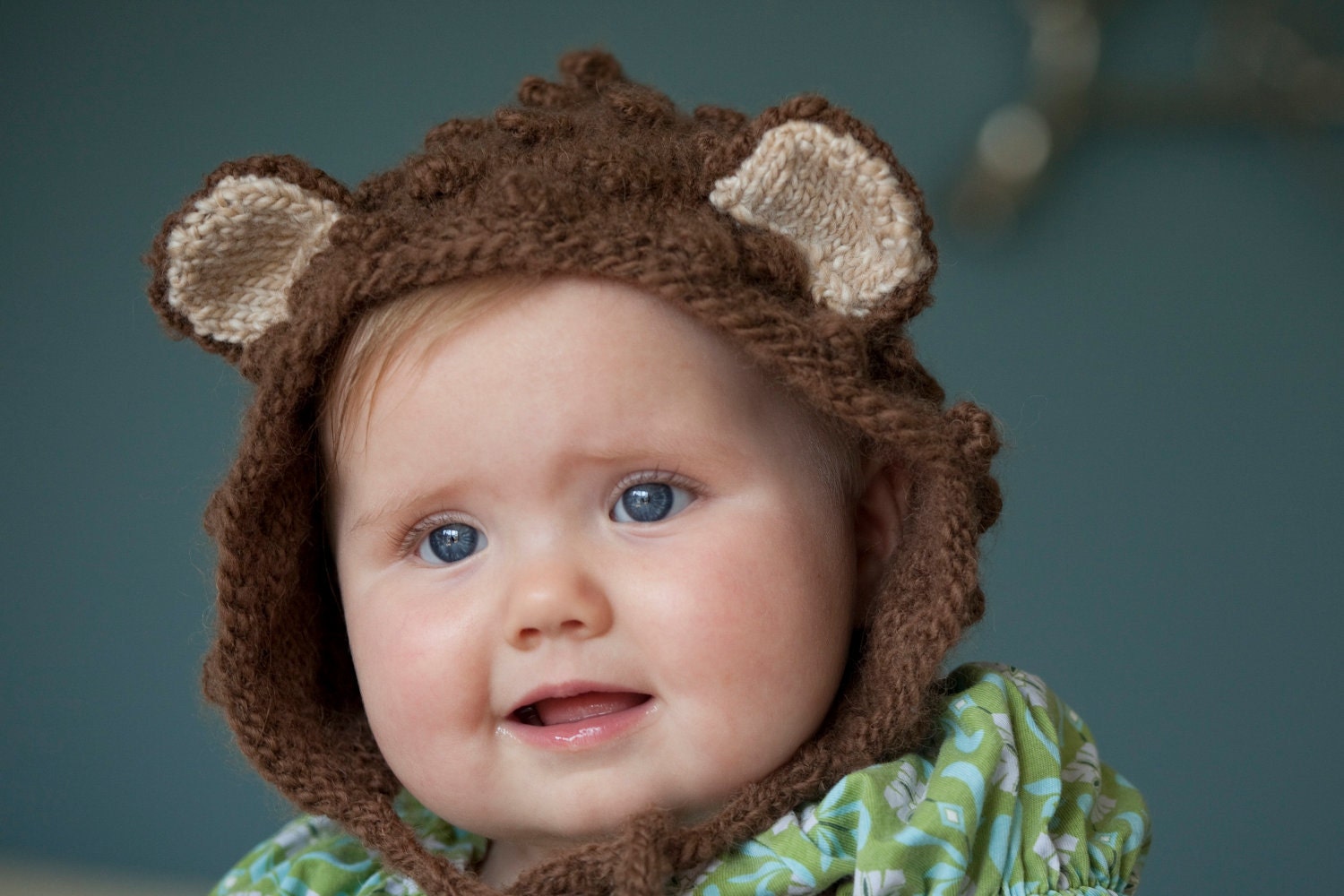Bear Hat Knit with Alpaca Fiber - Brown Bear Pixie Animal Bonnet for Boys and Girls - Halloween Costume Fairy Tale - Photography Prop
