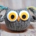 Owl Knit Plush Waldorf Toy - Tufty Owl - Gray Toy Bird - Woodland Natural Fibers Nursery Decor- Soft Toy for Children