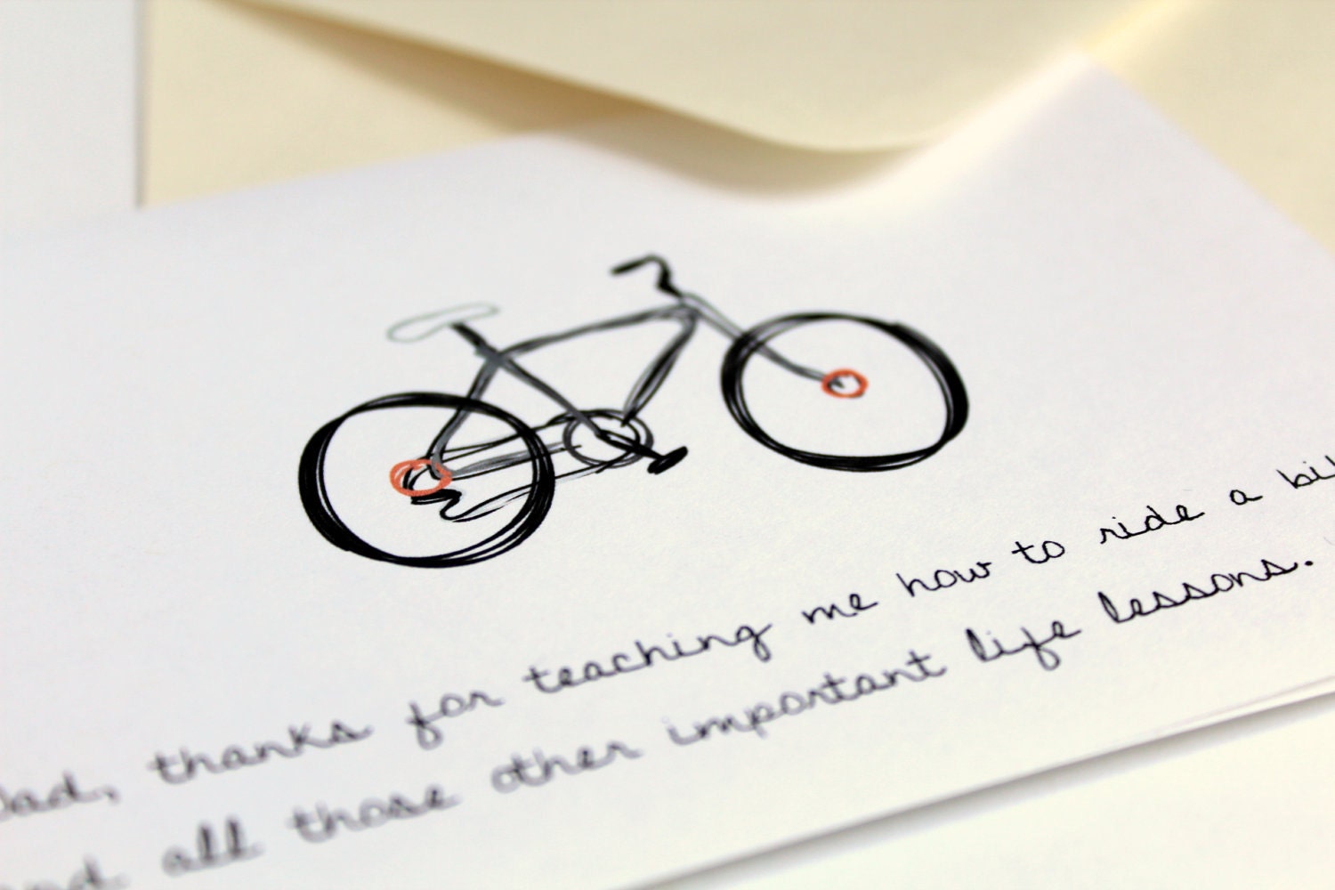 Fathers Day Card. Dads Birthday Card. Thanks Dad for teaching how to ride a bike...